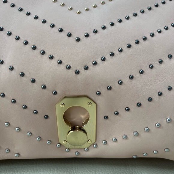 NWT Stuart Weitzman Lamb Leather Studded Bag Shoulder Strap Large - Picture 3 of 13
